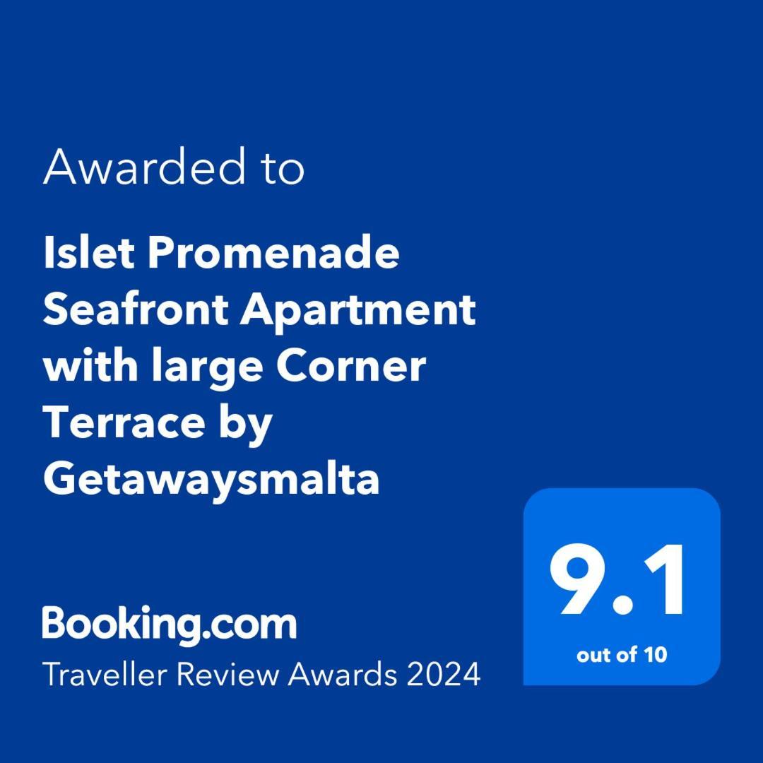 Islet Promenade Seafront Apartment With Large Corner Terrace By Getawaysmalta خليج سانت بول المظهر الخارجي الصورة